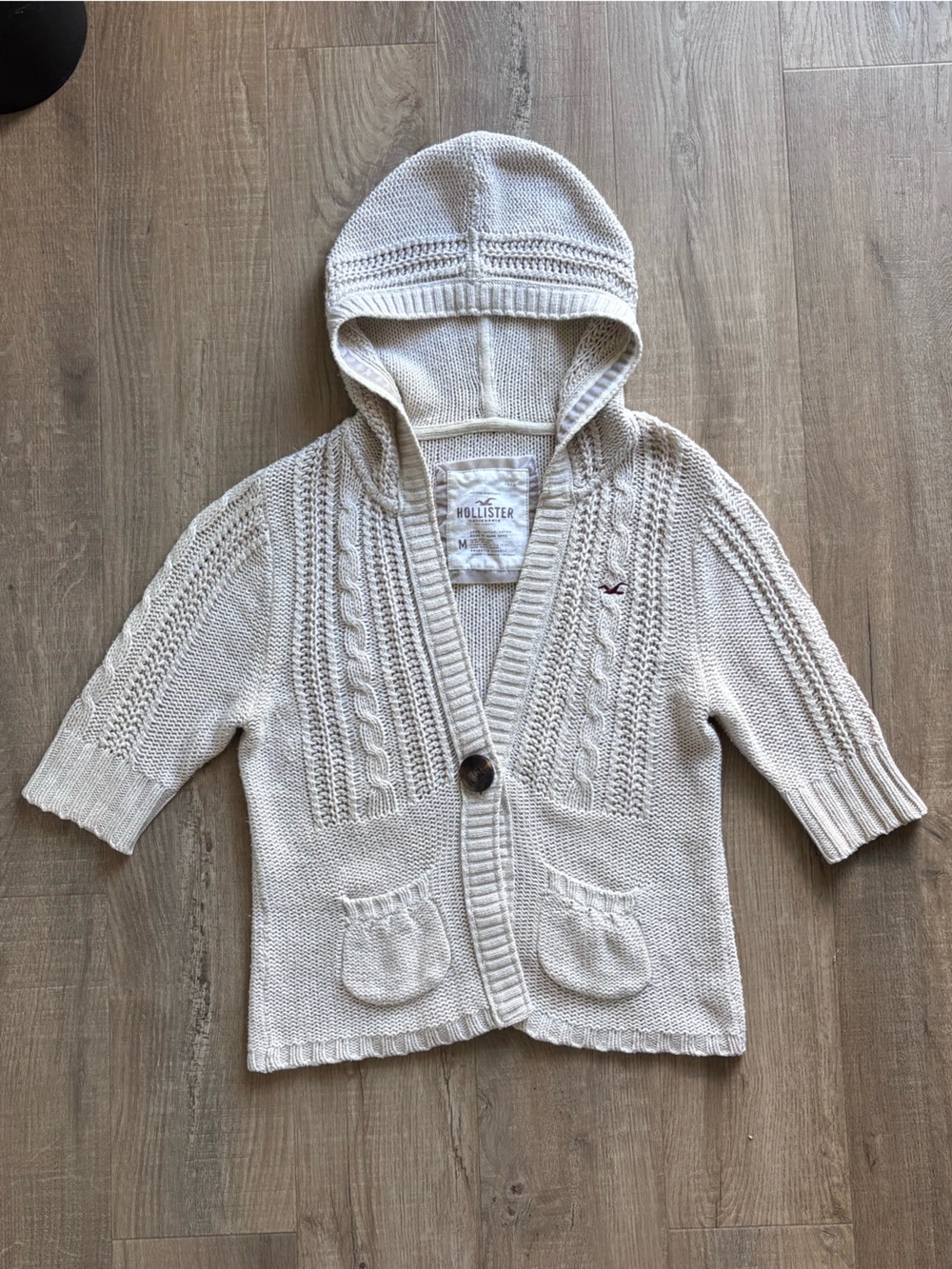 Hollister Cable Knit Half Sleeve Cardigan